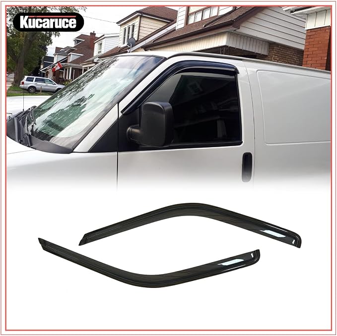 Side Window Wind Vent Deflector for 96-20 Chevrolet Express/GMC Savana 1500/2500/3500 Van,03-09 Kodiak/Topkick C4500/C5500, 2pcs Out-Channel Nice Rain Guards Set Window Visor 92455