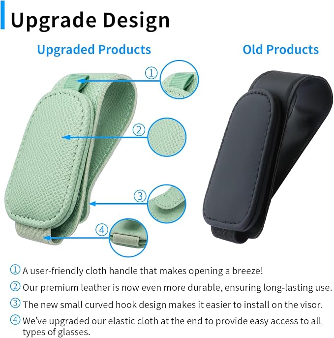 2 Packs Magnetic Sunglass Holder for Car Visor (Green) | Magnetic Interior Car Accessories