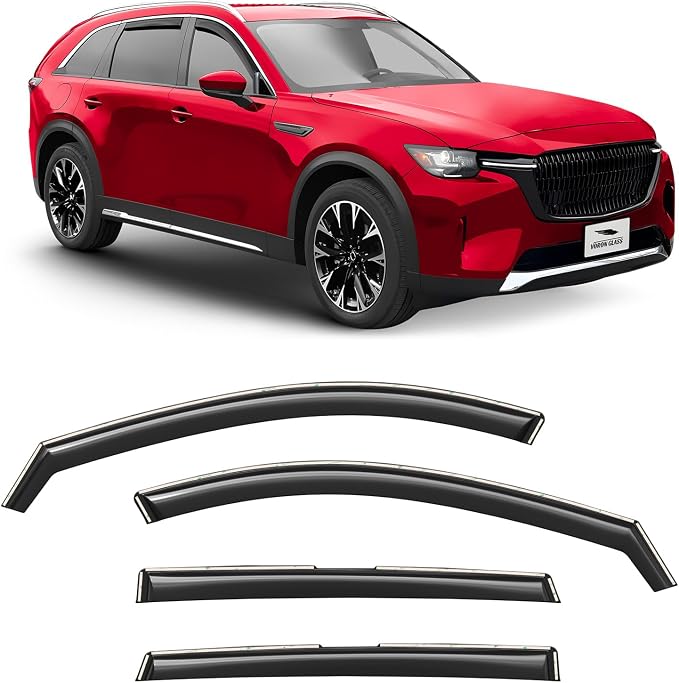 Voron Glass in-Channel Extra Durable Rain Guards for Mazda CX-90 2024-2026, Window Deflectors, Vent Window Visors, 4 Pieces - 200923