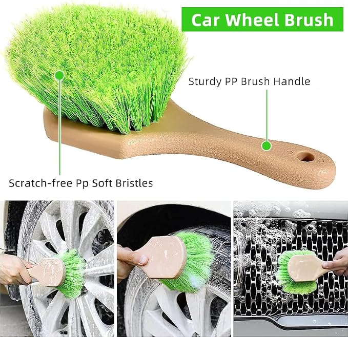 62" Car Wash Brush with Long Handle Chenille Microfiber Car Wash Mop Mitt, Wheel Brush, Windshield Window Squeegee, Car Duster Microfiber Towel, Gloves, for Cleaning Cars, RV, Truck, Boat