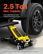 2.5 Ton Low Profile, Heavy-Duty Steel Racing Floor Jack with Dual Pistons Quick Lift Pump, Lifting Range 3.64"-19.49"