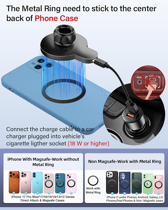 PZK Car Phone Mount for BMW X5 X6 2024-2026 & BMW X7 2023-2026 Accessories | Magnetic 15W Fast Wireless Charger Car Phone Holder Custom 14.9-inch Screen 360° Rotation with Storage Box Not Block Vent