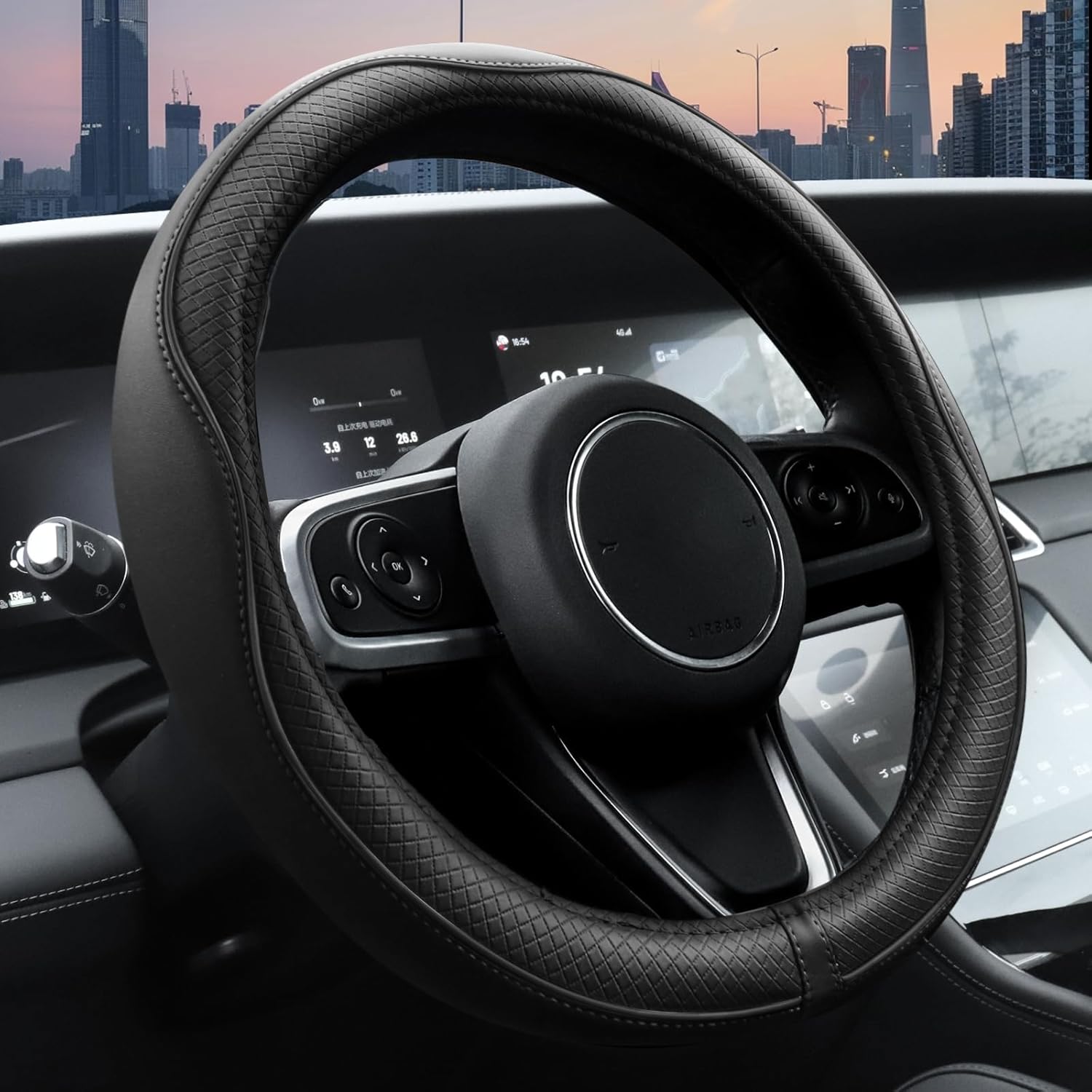 Steering Wheel Cover — Breathable Microfiber Leather Protector