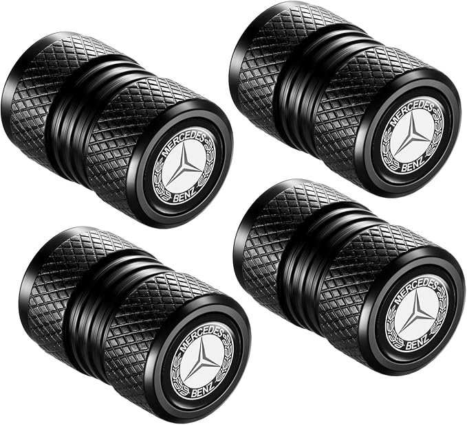 Tire Valve Stem Caps, Compatible with Mercedes Benz Series Stem Cap Universal Car Air Cover Car Accessories for Cars, SUV, Truck, Motorcycles 4pcs （Black）