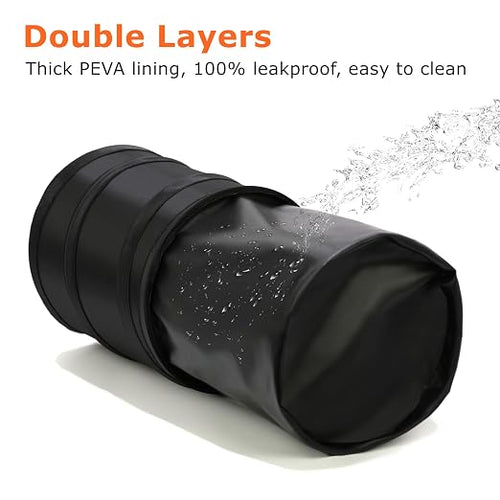 2 Gallons New Leakproof Car Trash Can, Compact Trash Can Pop-up Collapsible Hanging Car Trash Bin with Hook and Loop, Waterproof PEVA Liner Open-Top Garbage Can for Cars Home Office