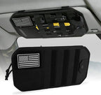 Tactical Car Sun Visor Organizer, Auto Semi-Rigid Molle Panel with Zipper Storage Pouch & Glasses Holder for Police Gear & Overland Accessories, Universal Fit for Trucks, SUVs, Jeeps & Patrols, Black