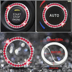 8 pcs Red Bling Car Accessories Set for Women, Steering Wheel Cover, Sparkly Seat Belt Covers, Bling Gear Shift Cover, Universal Fit Most Cars (Red Diamond)