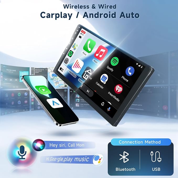 4 Core+64G Android 15 Car Stereo for Honda Fit 2008-2013 with Wireless Carplay Android Auto, 10.1 Inch Touch Screen Radio Support GPS/ 5G WiFi/Bluetooth/SWC+Backup Camera