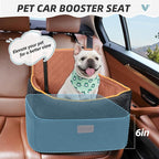 HEGGCOOE Small Dog Car Seat, Memory Foam Dog Booster Seats with Thick Cushion for Medium Dogs Under 35lbs, Detachable Washable Pet Car Seat Travel Bed with Storage Pockets,2 Safety Belts