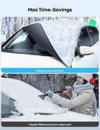 Windshield Cover for Ice and Snow - [ Magnetic Fit][ 1S Snow Removal][ Ultra Waterproof] Heavy Duty 800D Oxford Fabric, 4X Stable, Winter Car Gifts Accessories for Most Cars, SUV (62"x48")
