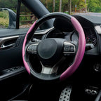 2pcs Carbon Fiber Anti-Skid Steering Wheel Cover, Waterproof & Segmented Butterfly Design, Universal 99% Vehicle Wheel Cover Protector, Car Interior Accessories (Pink-2pcs)