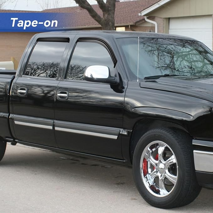Window Visors Rain Guards for 2014-2018 Chevy Silverado/GMC Sierra 1500 Full-Size Cab, Out-Channel Window Vent Wind Deflectors Visors Shades for 2015-2019 Silverado/Sierra 2500HD 3500HD Crew Cab