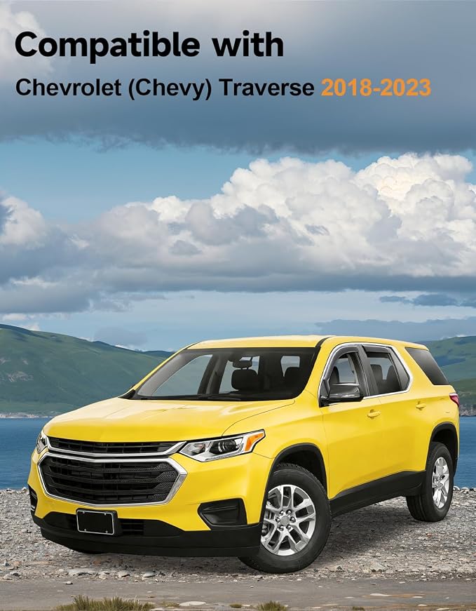 in-Channel Window Rain Guards Fit for Chevy Traverse 2018-2023 Rain Guards Extra Durable Chevrolet Traverse Window Deflectors Visors Vent Visors Vent Shades Car Accessories -4 pcs