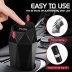Car Trash Can with Lid, Mini Car Trash Cup with 15 Additional Trash Bags, Car Accessories for Interior, Leakproof Vehicle Garbage Bin for Car, Home, Office - 1 Pack, Black