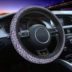 Animal Leopard Print Pink Black Steering Wheel Cover Car Accessories Cute for Women Girls Girly Universal 15 Inch Neoprene Auto Interior Decor Anti Slip Car Truck Protector