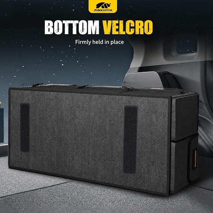 Car Trunk Organizer - 95L Collapsible Trunk Organizer with Lid, Sturdy Car Storage for SUV Auto Truck Van with Adjustable Straps and Non Slip Bottom (Gray, XX-Large)