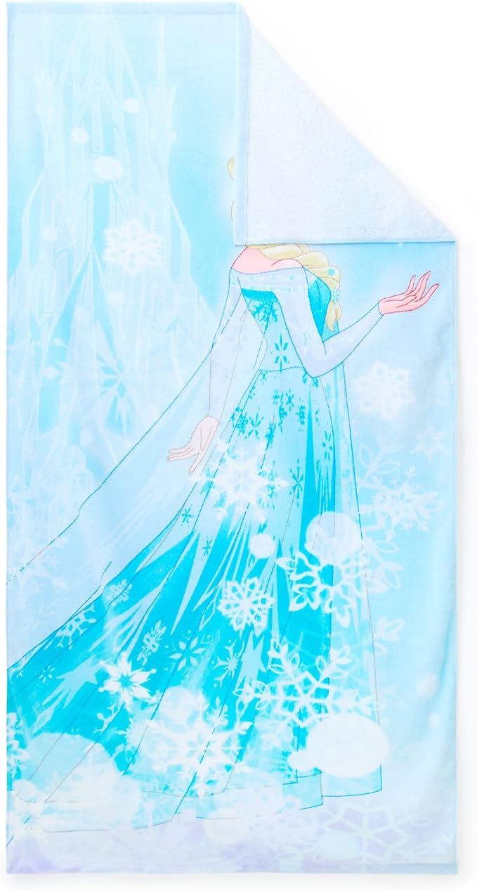 Store Official Elsa Beach Towel with Queen Elsa Screen Art on the Topside - Measures 29" x 58" - Soft & Absorbent for Pool or Beach - Bath Towels for Princess Gifts & Frozen Gifts