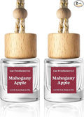 C Classy Hanging Car Air Freshener 2 Pack, Mahogany Apple Essential Oil Diffuser, Long-Lasting Fragrance, Cute Glass Bottle Car Accessories for Women & Men, Made in USA