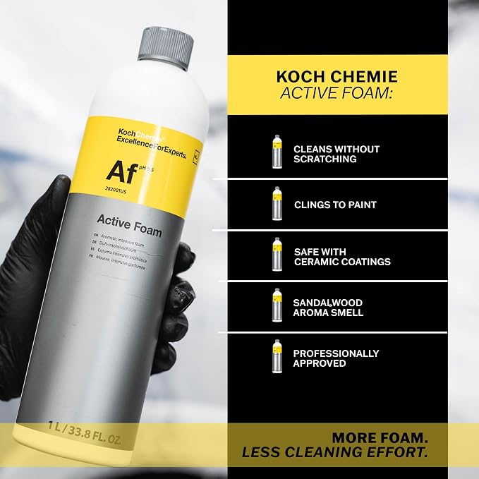 Active Foam - Phosphate and NTA Free, Paintwork Protective, Unique Foam Formulation, Long Lasting Sandalwood Aroma (1 Liter)