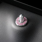 4 Pcs Bling Car Inner Door Lock Covers, Crystal Pull Rod Bolt Stickers, Sparkly Rhinestones Auto Door Bolt Decorations, Vehicle Lock Pin Cap Decors for C Class C200L GLC260 C260L (Pink)
