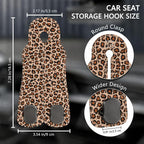 Cute Leopard Car Seat Back Storage Headrest Hooks for Purses & Bags – 2PCS PU Leather Dual Metal Hooks, Backseat Organizer Accessories