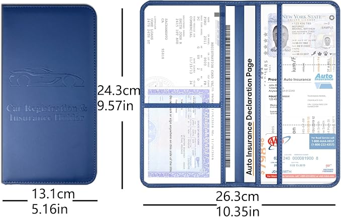 Red Car Registration and Insurance Holder with Magnetic Closure for Glove Box Organizers Car Document Holder Car Document Organizer Car Glove Box Organizer