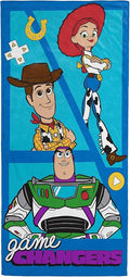 Kids Beach Towel - 100% Cotton Super Soft Absorbent Bath Towel, 28" x 58" Inch Lightweight for Travel, Official Licensed Product, Blue - Toy Story