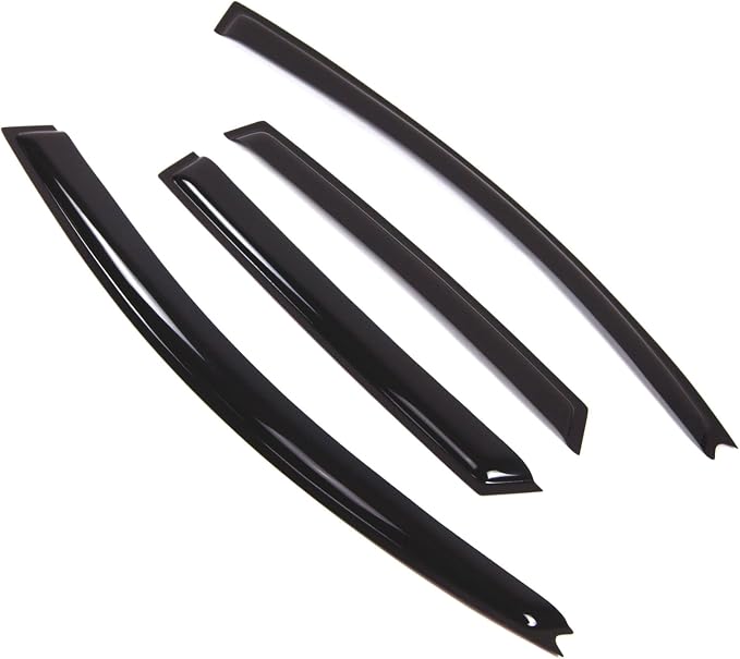 WD2-303 Dark Smoke 4 Pcs Set Window Visor (Outside Mount) Deflector Rain Guard Compatible with 2004-2009 Mazda Mazda3 Hatchback
