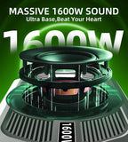 2026 Upgraded 1600W 10" Ultra-Slim Active Under Seat Car Subwoofer Built-in Amplifier & LED Lights | Distortion-Free Bass | Low Pass Filter, Gain & Bass Boost Control
