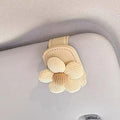 Flower Sunglass Holder for Car Visor – Decorative Sun Visor Clip,Eyeglass Hanger Organizer for Women,Scratch‑Free Glasses Storage Different Size Eyeglasses (Beige Flowers)