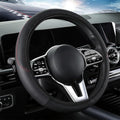 Leather Car Steering Wheel Cover, 15 Inch Anti-Slip Carbon Fiber Black Steering Wheel Cover, Universal Car Interior Accessories for Trucks Sedans SUVs (Black)