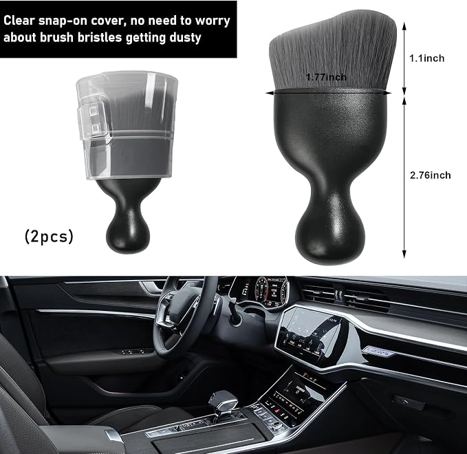 2 PCS Car Detailing Brush, Curved Soft Bristles Auto Removal Dust Collectors, Universal Vehicle Dashboard, Air Conditioner Vents etc Interior Cleaning Tool Accessories (Gray)