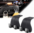 Wide Purse Hook for Car, Twin Hook Leather Car Headrest Hangers, Car Seat Back Storage Hook, Headrest Hooks Purse Bag Holder for Car Universal Fit Sedan Trucks SUVs Most Vehicles (Black-2PCS)