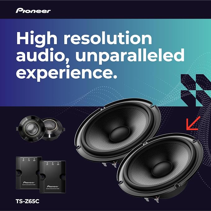 Z-Series TS-Z65C 6.5” 2-Way Speakers (Pair) – 300W Max, Crisp Highs + Clear Vocals, Audiophile Upgrade, Add an Amplifier for Optimal Performance