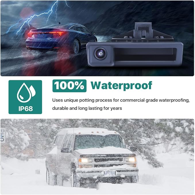 AHD 720P Vehicle Backup Camera for BMW E82 E88 E84 E90 E91 E92 E93 E70 E60 E61 E39 3 5 X5 X6, Car Rear View 170 Fisheye Lens IP68 Waterproof Trunk Handle Camera