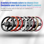 3PCS/Set Car Steering Wheel Cover, Leather Segmented Anti-Slip Automotive Wheel Protector, Soft Breathable Vehicle Steering Protection Covers, Universal Interior Accessories (Gray)