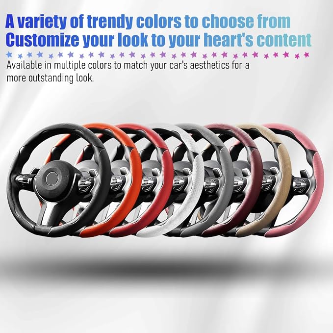 3PCS/Set Car Steering Wheel Cover, Leather Segmented Anti-Slip Automotive Wheel Protector, Soft Breathable Vehicle Steering Protection Covers, Universal Interior Accessories (Gray)