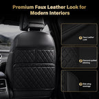 2 Pack Kick Mats Back Seat Protector, Seat Back Protector for Back of Front Seats Against Dirt, Scuffs & Scratches, 3 Storage Pockets, Easy to Clean, Black