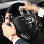 Cow Print Car Steering Wheel Covers, Breathable Microfiber Leather for Women and Men, Universal 15 inch Anti-Slip Steering Wheel Protector, Black Brown