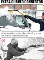 27" Snow Brush and Ice Scrapers for Car Windshield, Yellow | Detachable Windshield Scraper, Snow Removal Tool with Curved Connector & Ergonomic Foam Grip for Cars, Trucks, SUVs