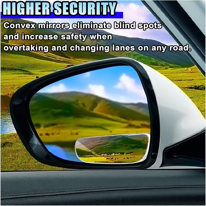 2PCS Blind Spot Car Mirror, HD Glass Rotate Adjustable Car Side Mirror, Strip Shaped Frameless Wide-angle Blind Spot Mirror, Universal Convex Rear View Mirror for Car, SUV, Truck (Strip)
