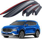 Goodyear Shatterproof Window Deflectors for Hyundai Santa Fe 2019-2023, Tape-on Rain Guards, Window Visors, Vent Deflector Visor, Car Accessories, 6 pcs. - GY008792