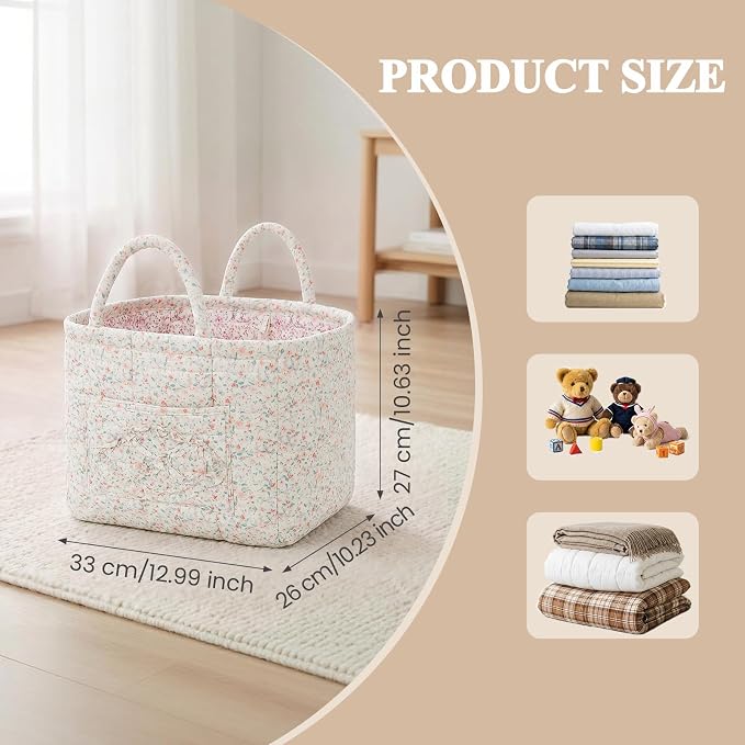 Floral Fabric Storage Basket Car Interior Storage Basket Underwear Sundries Laundry Baskets Supplies Home Organizer Bag (style 3)