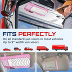 CD Case Holder for Car - Sun Visor Organizer for 12 CD’s/Dvd’s, 1 Mesh Pocket & 1 Horizontal Pen Holder - Safe, Ergonomic Design (Pink)