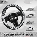 Snake Skin Steering Wheel Cover, Breathable Microfiber Leather Universal 14.5-15 inch, Anti-Slip Car Steering Wheel Protector for Women Men, Black&White