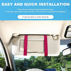 Car Sun Visor Organizer, Auto Interior Visor Storage Pouch Holder with Zipper, Multi-Pocket Net Personal Belonging Organizer, Universal Car Accessory for Cards, Documents (Rose Red)