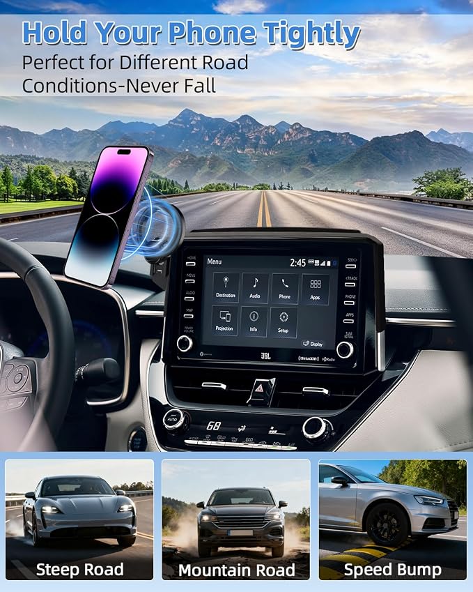 PZK Car Phone Mount for 2019-2026 Toyota Corolla/Corolla Cross 2022-2026 | Corolla Hatchback Accessories 8-inch Screen Magnetic Phone Holder with Magsafe 360° Rotation Hands-Free Not Block Vent