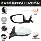 Left Driver Side Mirror Compatible with 2018-2022 Honda Accord Power Glass | Heated | with Blind Spot | with Turn Signal | Manual Folding Repalces HO1320330 (8Pins-Pearl White)