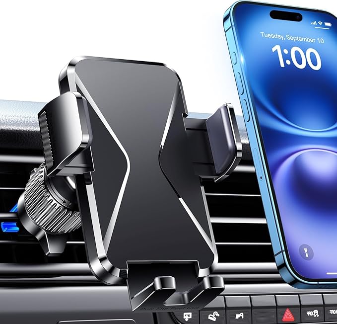 Cell Phone Holder [Never Fall Upgrade Clip] Phone Holder Car Automobile Air Vent Hands Free for Car Fit Car Phone Holder Mount for All for iPhone Android Smartphone