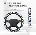 Cartoon Daisy Flower Elastic Steering Wheel Cover Non-Slip Breathable Steering Wheel Protector Fit Auto, SUVs, Truck